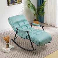 Fauteuil à bascule contemporain durable avec repose-pieds, pliable, minimaliste, moderne, structure métallique, revêtement en tissu, pour hôtel, chambre, salon