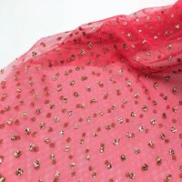 Filet en Tulle 100% Polyester, maille dorée, tricot épais scintillant, feuille de tulle, tissu pour robes de mariée