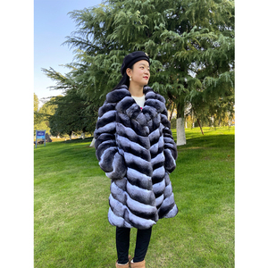 Cappotti di lusso di pellicce splendide per donna <span class=keywords><strong>cappotto</strong></span> di pelliccia di cincillà reale giacca lunga Oversize di cincillà di moda invernale - Product Image 3