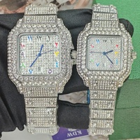 Montre Homme de Luxe Carrée Bling Ciel Étoilé Hip Hop Iced Out Lumineuse Arabe Or Quartz Diamant Montre Couple