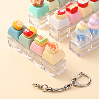 Custom Kawaii 4 Keys Cute 3D Food Dessert Keycap Mechanical Switch Clicker Clear Base Stress Relief Keyboard Fidget Keychain Toy