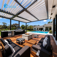 Pergola de luxe en aluminium pour l'extérieur, gazebo personnalisé avec LED, imperméable, écologique, facile à assembler, revêtement poudré, nature