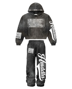 Ensemble de survêtement noir à capuche pour homme Mimola, fermeture éclair intégrale, style streetwear, imprimé par sublimation, motif lettres, coupe classique, pour l'automne - Product Image 5