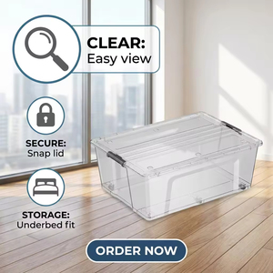 <span class=keywords><strong>Caja</strong></span> de Almacenamiento Transparente de Plástico de 90L con Ruedas y Asa - Product Image 2