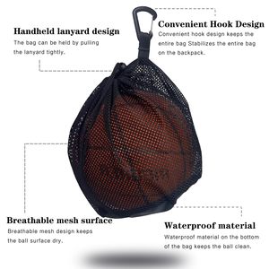 Portable Single <b>Drawstring</b> Mesh Ball Basketball Bag with Buckle Volleyball Storage Sports Soccer Football Bag with Zipper Pocket - Product Image 4