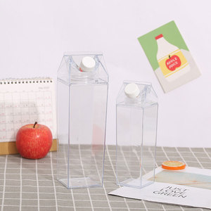 Xách Tay Vuông Sữa Hộp Carton Chai Nước Tái Sử Dụng Cốc Cà Phê Rõ Ràng Nhựa Tumbler Cho Thể Thao Ngoài Trời Du Lịch Cắm Trại Đảng - Product Image 3