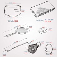 Ensemble de fouets à matcha japonais traditionnels, bol en céramique et porcelaine, fouet en bambou, design Japandi écologique, 7 pièces