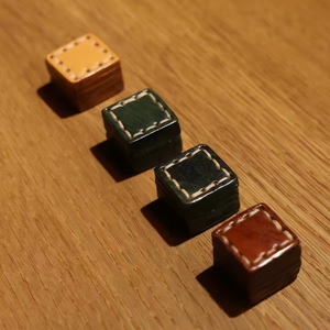 Vintage Top Grain Vegetable-Tanned Leather Drawer Pulls Square Anti-Collision Cabinet Handles for <b>Wardrobe</b> Sliding Doors - Product Image 2