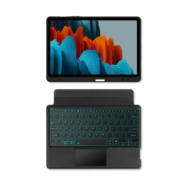 New for Samsung Galaxy Tab S7 Keyboard Case 11" - 7 Colors Backlit Keyboard - Slim Leather Folio Cover with S Pen Holder