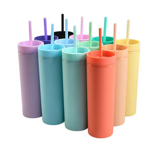 Gobelet à encre en acrylique, pièces, <span class=keywords><strong>entrepôt</strong></span> des états-unis, acrylique de couleur Pastel mat avec couvercle, tasse réutilisable de 16oz, à faire soi-même - Product Image 1