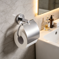 Porte-papier toilette mural en alliage de zinc robuste, anti-poussière, finition argent brossé, pour salle de bain d'hôtel de luxe