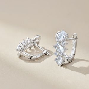 Dylam Luxury Collection S925 <b>Silver</b> Rhodium Plated Women Fine Jewelry Multiple Shape Dress up 5A Cubic Zirconia <b>Hoop</b> Earrings - Product Image 4