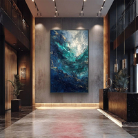 Peinture à l'huile abstraite noire et or de luxe, art mural minimaliste en feuille d'or pour maison moderne