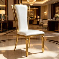 Chaise de banquet de mariage de luxe en acier inoxydable doré à dossier haut, chaise de salle à manger rembourrée, chaise de réception pour hôtel, restaurant, événement
