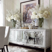 Meuble TV élégant en cristal diamant écrasé miroir support tiroir verre meubles de salon pour la maison hôtel bureau salle à manger Accent