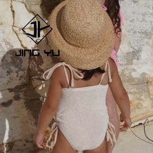 Traje de Baño Personalizado de Alta Calidad, Elástico, para Niños, Color Sólido, Fruncido, de Una Pieza, Bikini para Niñas - Product Image 3
