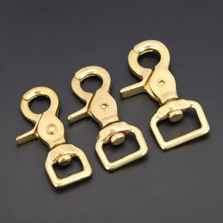 Solid brass hanging trigger square swivel snap hook bag parts carabiner brass hook