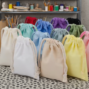 Eko dostu büyük pamuk kese-% 100% pamuk, depolama için renkli çift dize ve özel Logo - Product Image 1