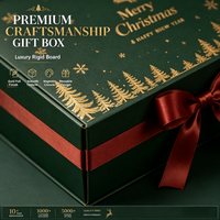 Boîte cadeau rigide de Noël personnalisée en gros avec nœud en ruban de satin, logo imprimé sur mesure, boîte rigide de luxe pour boîte cadeau de Noël