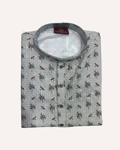 ซื้อชุดคุर्ตาผ้าฝ้ายสีเทาลายเล็กพร้อมลายพิมพ์ขอบเสื้อ ดีไซน์ทันสมัยสไตล์ชาติพันธุ์ เหมาะสำหรับงานเทศกาลและโอกาสทั่วไป - Product Image 3