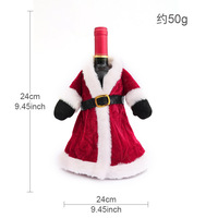Housse de bouteille de vin de Noël moderne en velours personnalisée, finition duveteuse, avec design jupe de robe, pour la décoration de table à manger à la maison