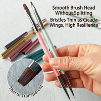 Pinceaux à double tête durables pour nail art, 4 pièces, couleur macaron, poils en nylon, pour gel, construction, détails fins, peinture, outils de manucure