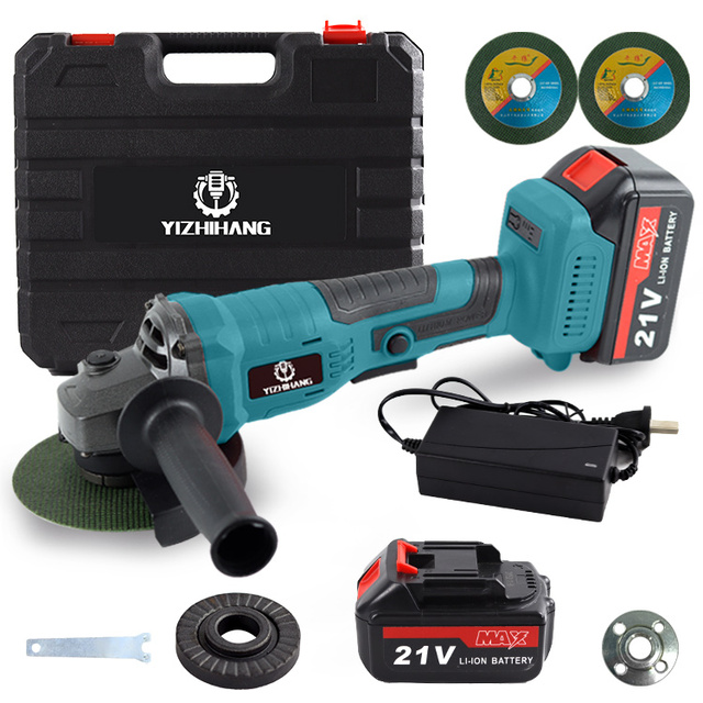 Portable 100 125mm Rechargeable 21V Lithium Battery Variable Speed Cordless Battery Angle Grinder for Metal Polishing
