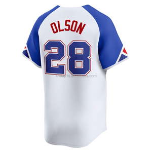 Vente en gros de maillots de baseball brodés Atlanta Braves USA # 13 Ronald Acuna Jr. # 28 Matt Olson # 27 Austin Riley Softball Wear - Product Image 5