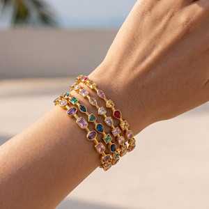 NUEVA PENDIENTE DE PULSERA BOHO DE VERANO CON ZIRCÓN EN FORMA DE LÁGRIMA, ESTILO MAR EGEO, Dazan INS, Chapado en Oro de 18k, Acero Inoxidable, Joyería para Mujer - Product Image 5
