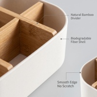 Organisateur de bureau en bambou rectangulaire écologique, boîte de rangement de bureau multicouche avec 8 compartiments, pour le bureau et la maison, gain de place