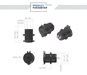 Marine IP65 QC3.0 Accesorio de la toma de corriente de salida de 12-24V <span class=keywords><strong>2</strong></span>.1A con interruptor de encendido-apagado y medidor de voltaje Cargador de coche USB - Product Image 4