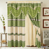Voilage jacquard double couche à passe-tringe, motif floral, 100 % polyester, occultant et ignifuge pour chambre à coucher (vente en gros)