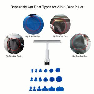 Kit d'outils de réparation de bosses de voiture avec 18 languettes de colle en plastique et extracteur à poignée en T, accessoires automobiles universels - Product Image 6