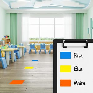 Autocollants de sol rectangulaires réutilisables en vinyle de 3*5 pouces, 200 pièces, étiquettes nominatives jaunes fluorescentes, rouleau, codage de parfum en PVC UV - Product Image 6