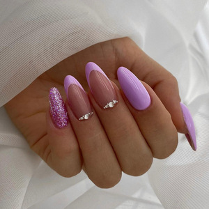 <span class=keywords><strong>Faux</strong></span>-<span class=keywords><strong>ongles</strong></span> ovales pointus pour femmes, manucure, <span class=keywords><strong>gel</strong></span> stiletto, couverture complète, bon marché, extensions de beauté colorées, lot de pièces - Product Image 3