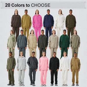 Custom logo High Quality Fleece Polyester Cotton Pullover Solid Color Two Piece Sweatpants and Hoodie Set Men <strong>Tracksuit</strong> - Product Image 3