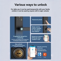 Kunci Pintu Pintar WiFi Tuya TTLock dengan Kartu Memori untuk Pintu Kayu/Aluminium/Baja 6-in-1 Entri Kunci Biometrik Rumah Hotel Kantor