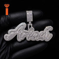 Pendentif personnalisé en moissanite avec nom en écriture cursive, conception CAD gratuite, rendu rapide, certifié GRA, colliers pendentifs personnalisés style hip-hop