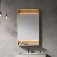 Meuble de salle de bain moderne sans poignée, étanche, en acier inoxydable, avec lavabo en céramique intégré et miroir LED anti-buée, durable