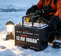 Baterai LiFePO4 Mini Solid State Enlzh 12.8V 100Ah dengan Pemanas Otomatis Terintegrasi, Baterai Lithium Siklus Dalam untuk Catu Daya Trailer