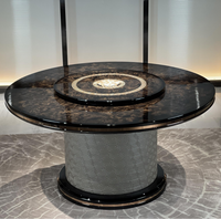 Ensemble de table à manger personnalisable 6 places en bois de santal noir centre rotatif style contemporain pour appartement cuisine salon