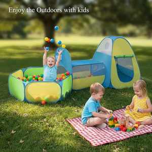 Tente de jeu pop-up 3-en-1 pour enfants avec tunnel et piscine à balles, pour intérieur et extérieur - Product Image 4
