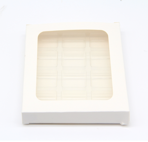 Juego de Cajas de Papel Kraft de Lujo Reciclado, Blancas, de 12 Cavidades, con Ventana Transparente de PVC para Cera Fundida - Product Image 1