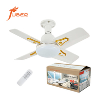 Ventilateur de plafond moderne de 24 pouces avec lumière et télécommande, 4 pales blanches, silencieux, LED à intensité variable, pour chambre à coucher