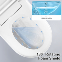 WC intelligent haut de gamme avec bouclier en mousse, siphon en S, double chasse, certifié ETL, technologie vocale IA, siège chauffant, allongé, à poser au sol