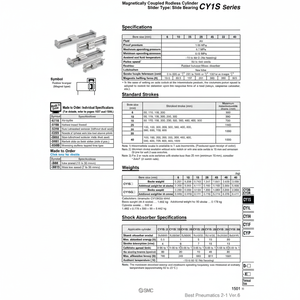 Cilindro sin vástago SMC Pneumatics, modelo, piezas neumáticas - Product Image 1
