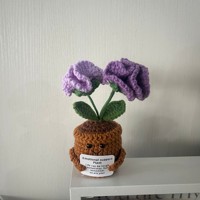 Bunga Rajut Tangan Bentuk Semanggi Empat Daun, Bunga Buatan, Hadiah Hari Valentine, Tanaman Emosional untuk Dekorasi Rumah, Hadiah Natal