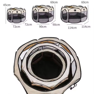 Parc portable pour chiens et chats Tente pliable pour animaux de compagnie avec cadre en métal Conception respirante Plateau en plastique Fermeture à glissière - Product Image 5