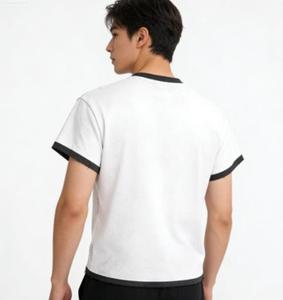 Custom Oversized Contrast Hem <b>T</b> <b>Shirt</b> Men O-neck men's <b>T</b>-<b>Shirt</b> Style Streetwear Cotton Short Sleeve Casual Fashion Tee - Product Image 3