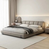 Cama con plataforma de cuero italiano Geshang YG-6 |   Tamaño King/Queen |   Muebles de Dormitorio Modernos |   Venta al por mayor